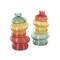 12" Multicolor Glass Ribbed Stacked Stones Vase Set with Color Blocks